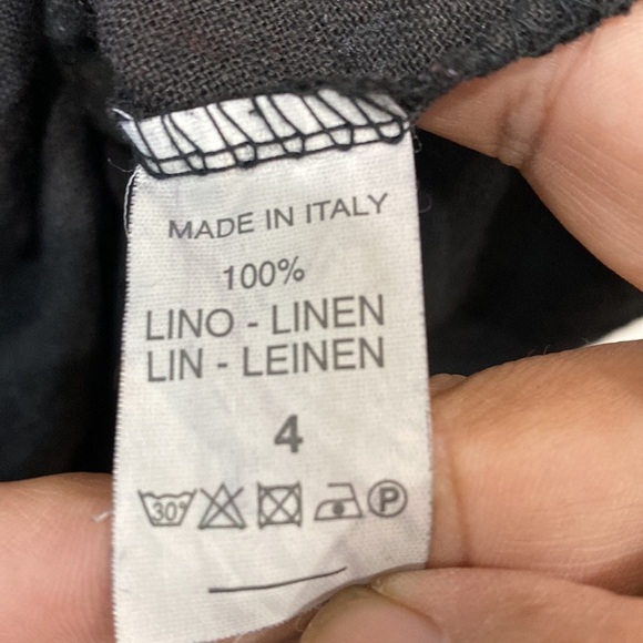 Women's Made in Italy Black Floral 100% Linen Lagenlook Boho Coastal Midi Dress - Picture 7 of 7